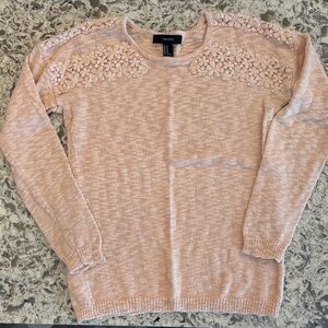 Forever 21 Blush Sweater with Floral Accents
